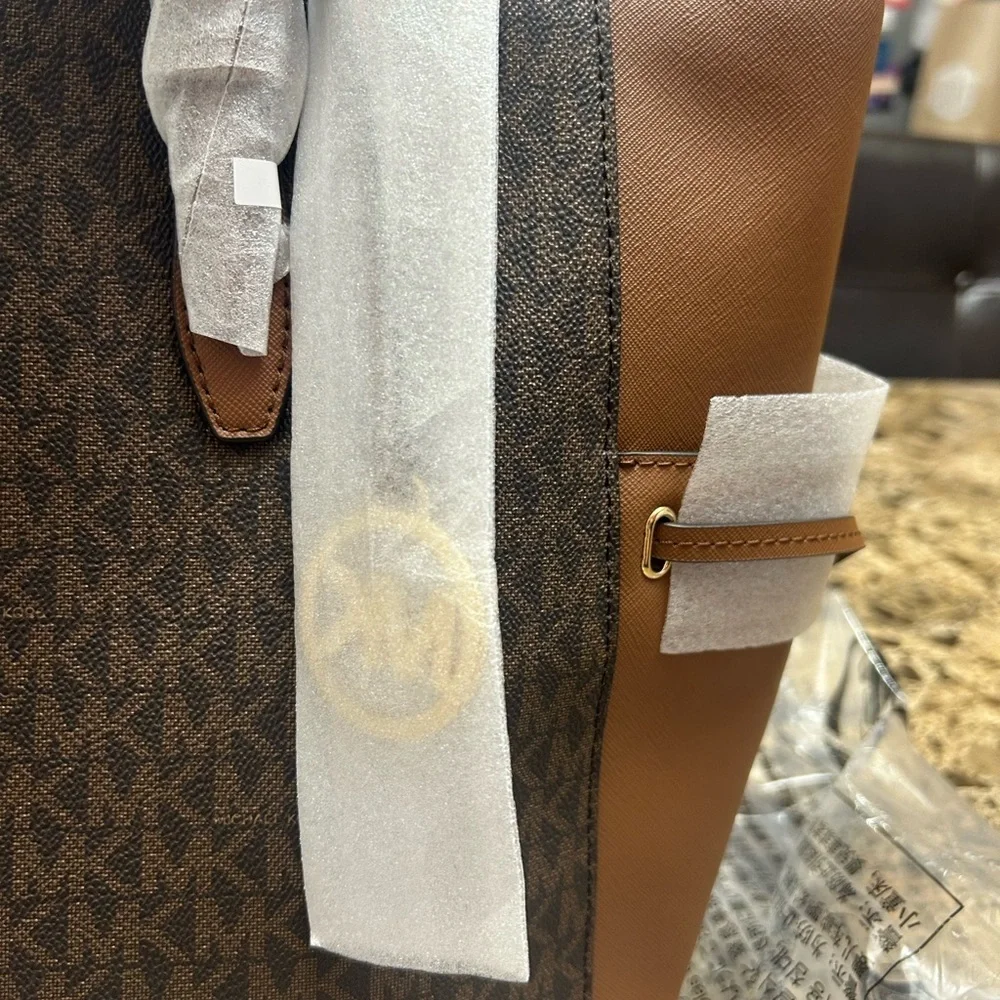 Michael Kors Dark Brown and Tan Tote Bag